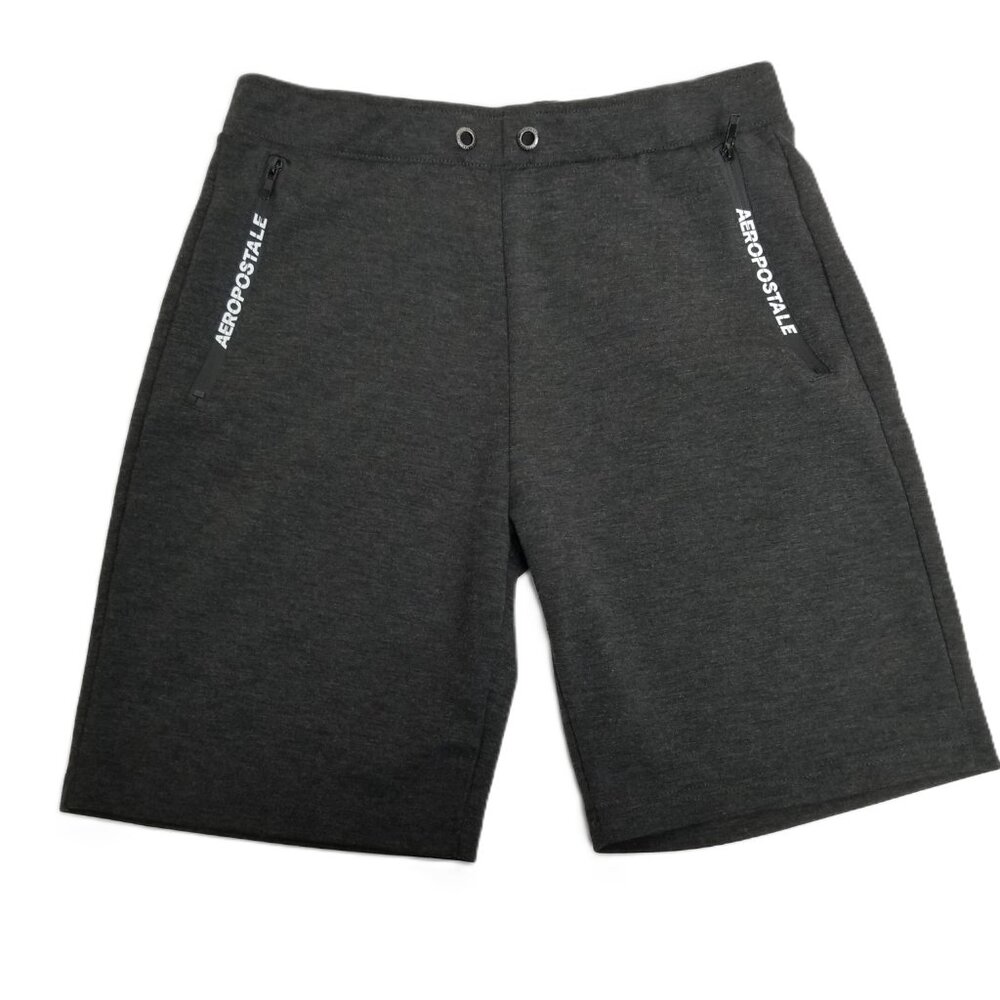 Aeropostale Mens Athletic Shorts M Charcoal Gray Zip Pockets Athleisure